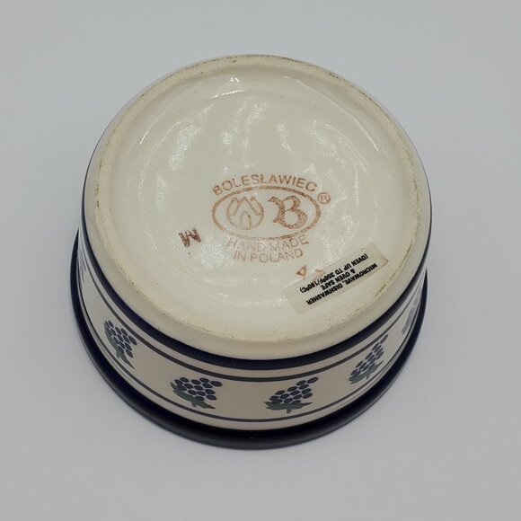 Polish Pottery Grapes Bowl Blue Bands Grape Blueberry Soup Cereal Bowl - Picture 7 of 9